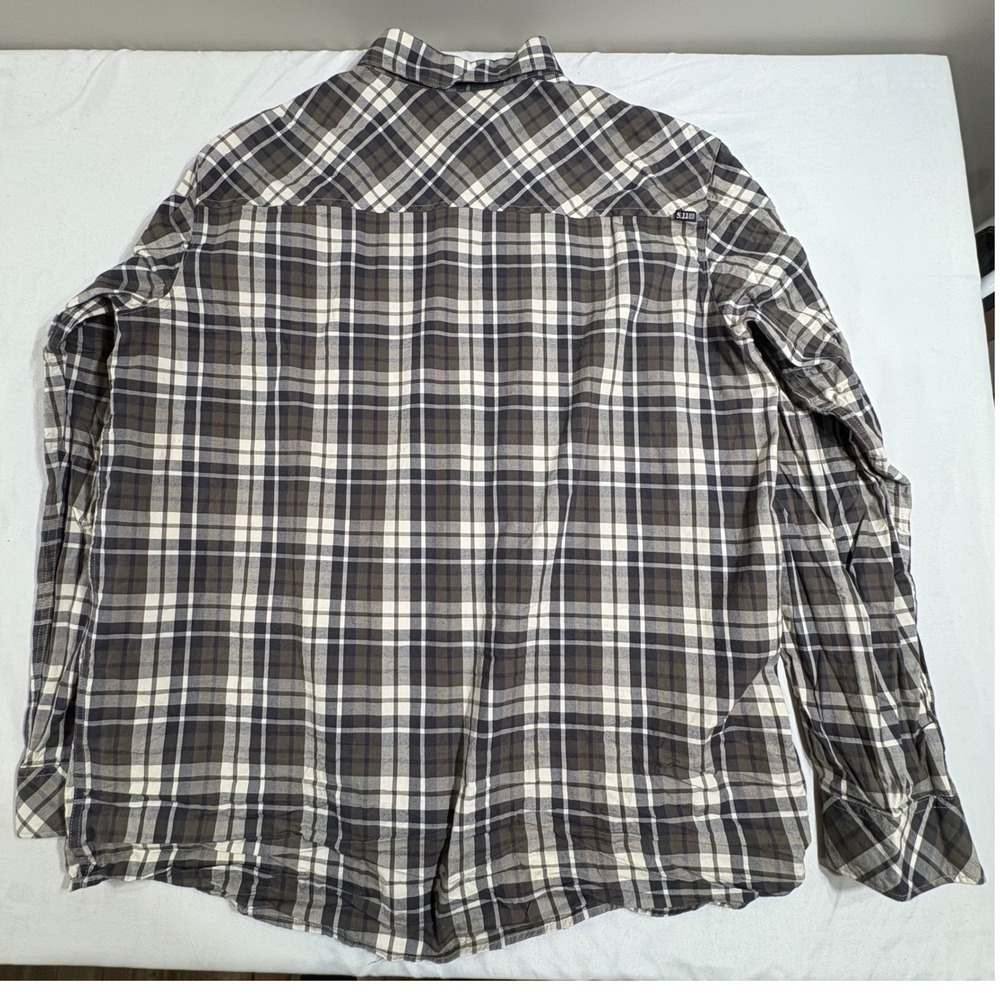 5.11 Tactical Shirt Mens 2XL‎ Brown Gunner Plaid Snap Front Utility Workwear - Picture 3 of 8